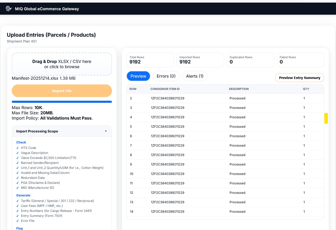 MIQ Express – Import Tools